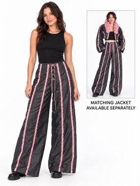 Bye Bambi Ruffle Lace-Up Wide Leg Pants AU 8 US 4 Y2K
